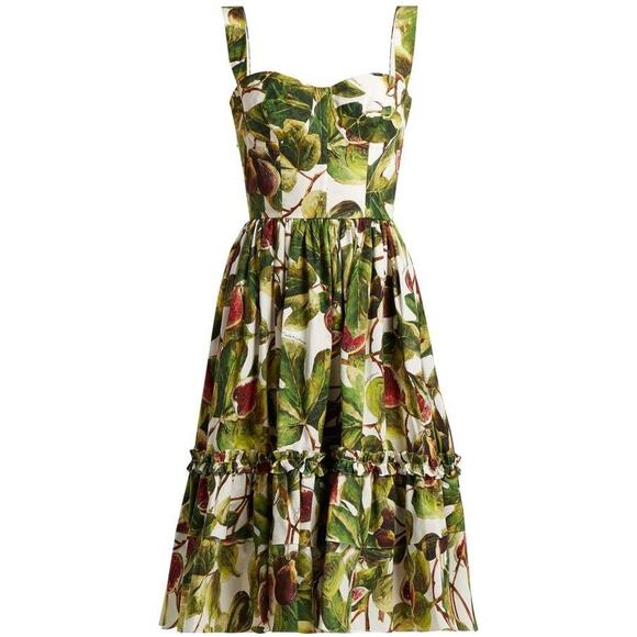 Dolce & Gabbana Floral Print Knee-Length Dress - M - Green - Picture 1 of 10